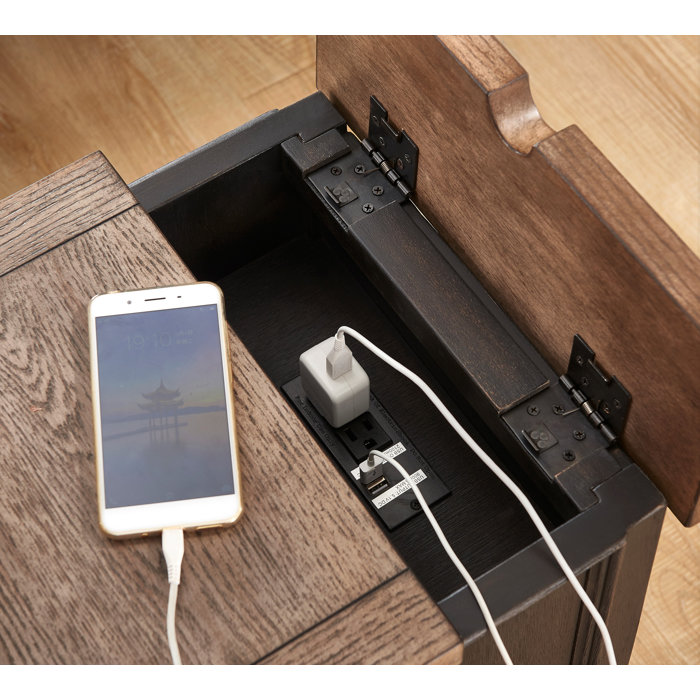 Canora Grey Salazar End Table with Storage and BuiltIn Outlets